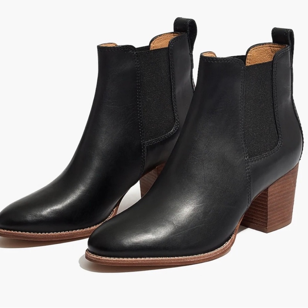 Madewell Regan Black Leather Ankle Booties